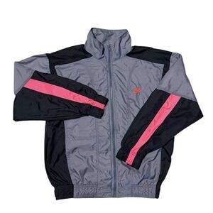VTG Nike Windbreaker Lined Jacket Color Block Gray Black Pink Zip Up Mens Medium